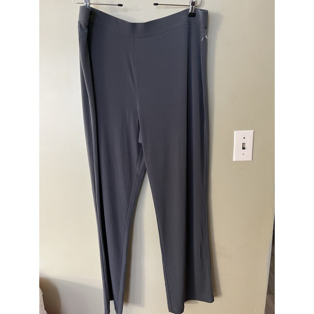Susan Graver Womens Gray Slinky Pull On Wide Leg Pants Soft XL New
